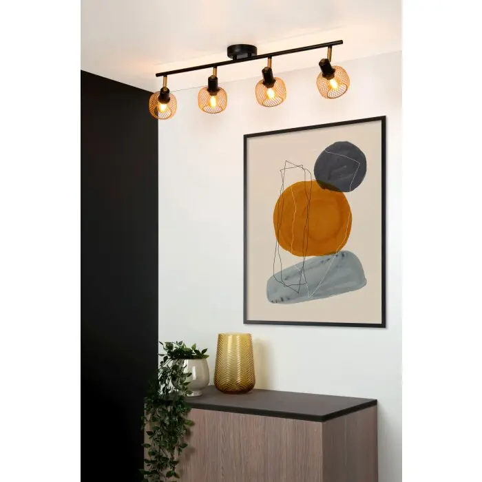 Lucide MAREN Plafondlamp Goud, Messing, Zwart, 4-lichts Lage Kosten