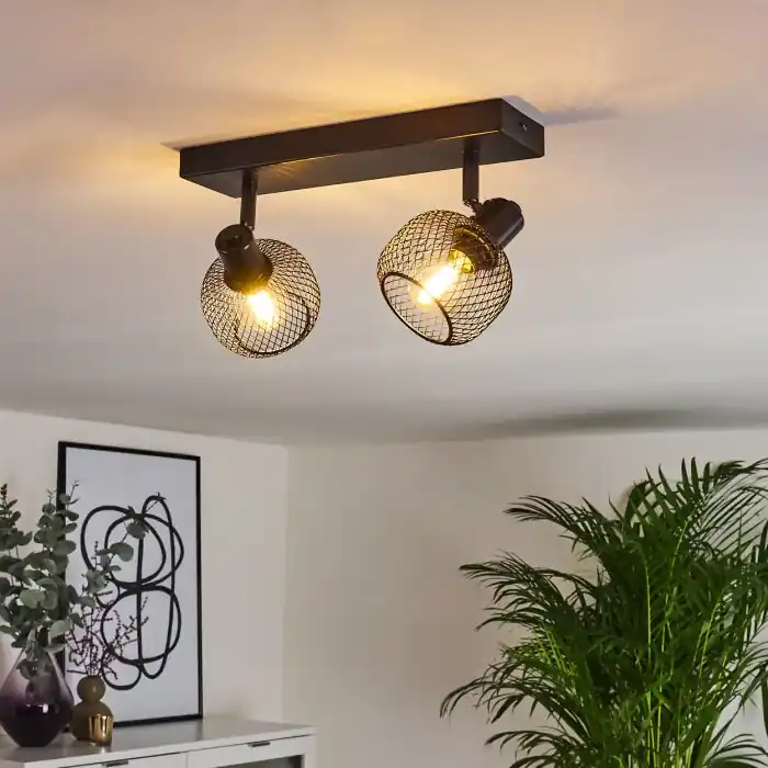 Pipisu Plafondlamp Zwart, 2-lichts Gratis Retour
