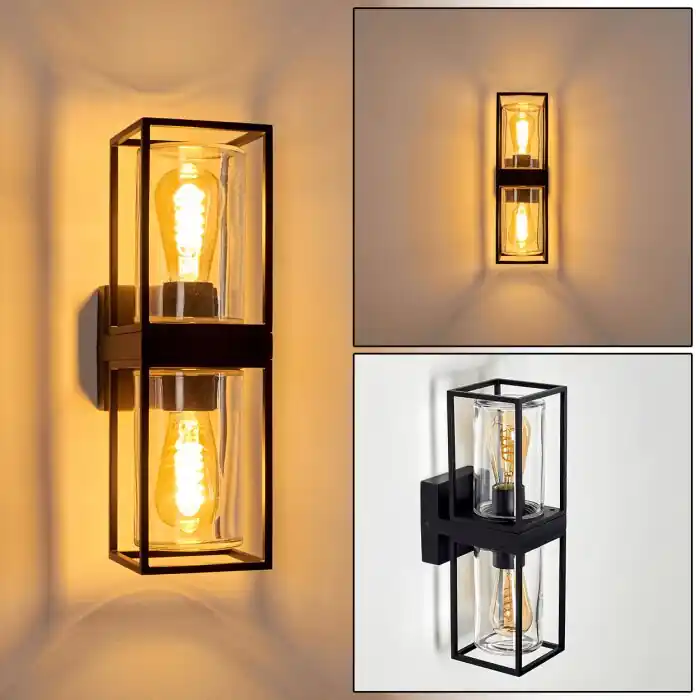 Palanga Buiten muurverlichting Zwart, 2-lichts Superprijs