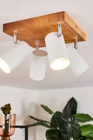 Zuoz Plafondlamp Hout licht, 4-lichts Beperkte Voorraad