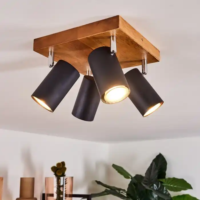 Direct Beschikbaar Zuoz Plafondlamp Hout licht, 4-lichts