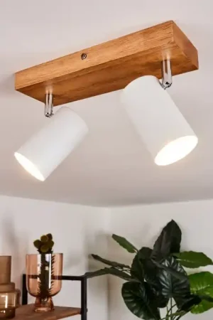 Zuoz Plafondlamp Hout licht, 2-lichts Nu Kopen