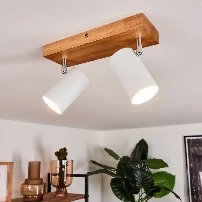 Zuoz Plafondlamp Hout licht, 2-lichts Nu Kopen