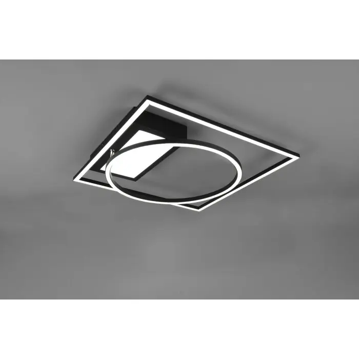 Trio Downey Plafondlamp LED Zwart, 1-licht, Afstandsbediening Gereduceerde Prijs