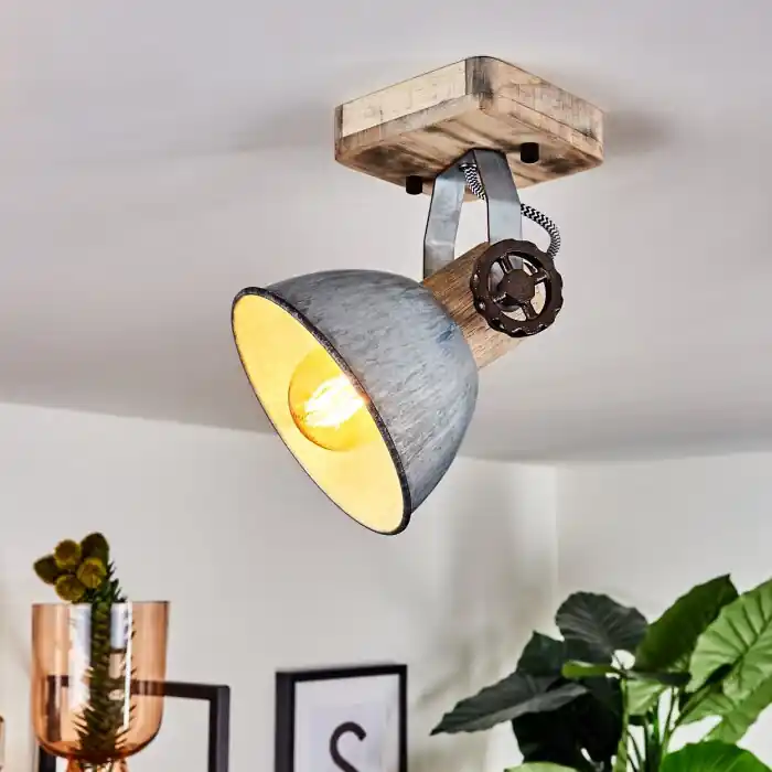 Orny Plafondlamp Hout licht, Zilver, 1-licht Favoriet