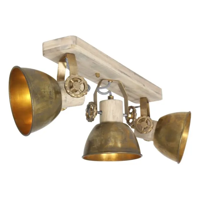 Flitsaanbieding Steinhauer Gearwood Plafondlamp Brons, Hout licht, 3-lichts