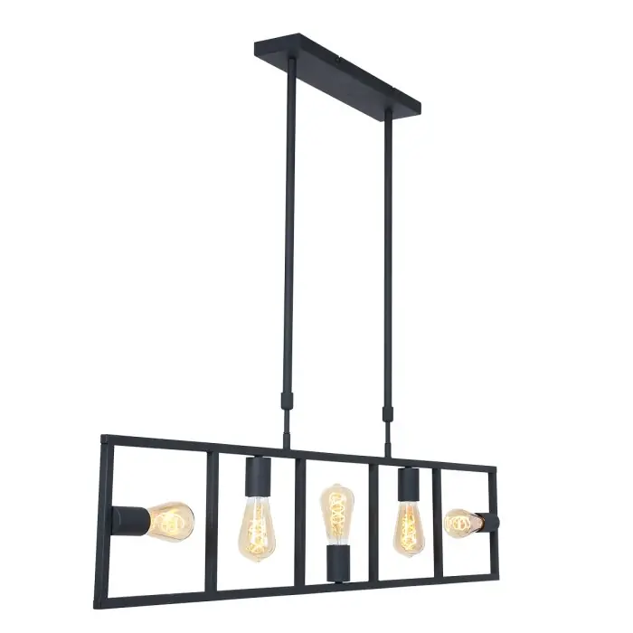 Steinhauer Racky Hanglamp Zwart, 5-lichts Gecertificeerd