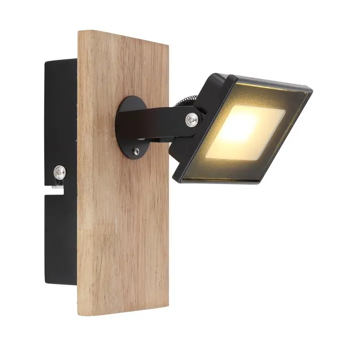 Globo JOYA Muurlamp LED Hout licht, Zwart, 1-licht Voordeelprijs