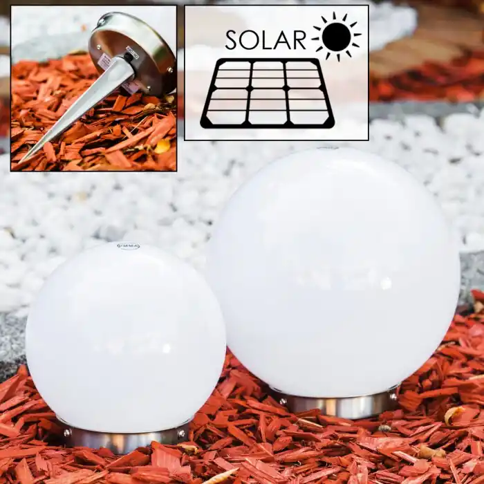 Goedkoop Kogellamp set solar LED Roestvrijstalen kleur, 2-lichts