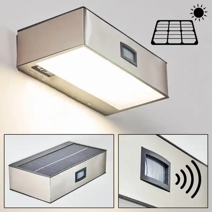 Attu Buiten wandlamp solar LED Nikkel mat, 1-licht Direct Verzonden