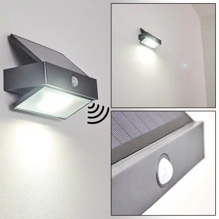 Wiborg Solarlamp LED Antraciet, 1-licht, Bewegingsmelder Flitsaanbieding