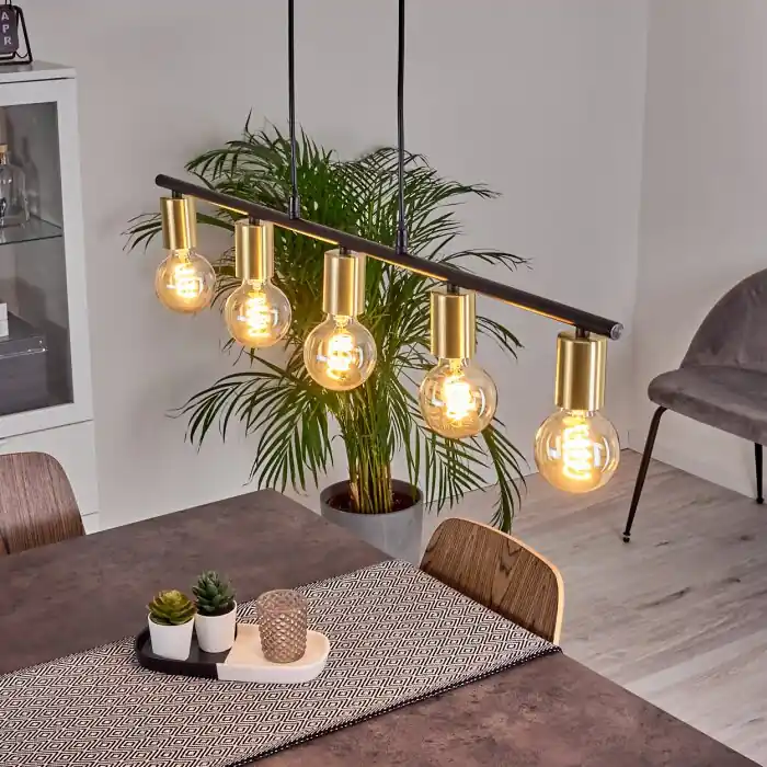 Uitverkoop Tulla Hanglamp Messing, Zwart, 5-lichts
