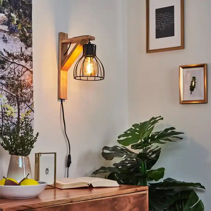 Sunnyvale Muurlamp Hout licht, 1-licht Betaalbaar