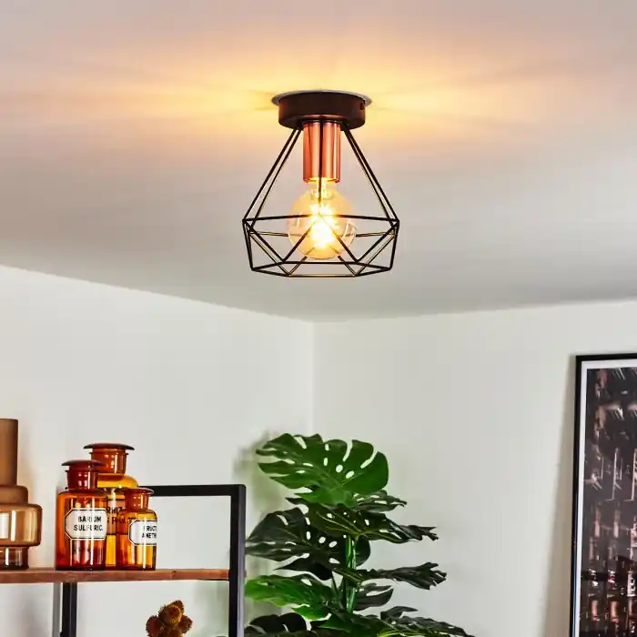 Laatste Kans Denno Plafondlamp Koperkleurig, Zwart, 1-licht