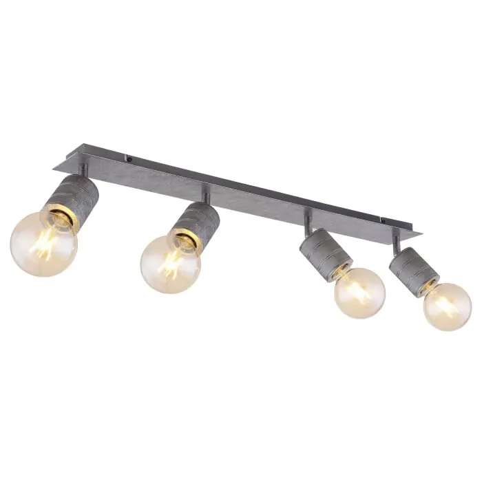 Globo FREDDY Plafondlamp Oud zilver, 4-lichts Gecertificeerd