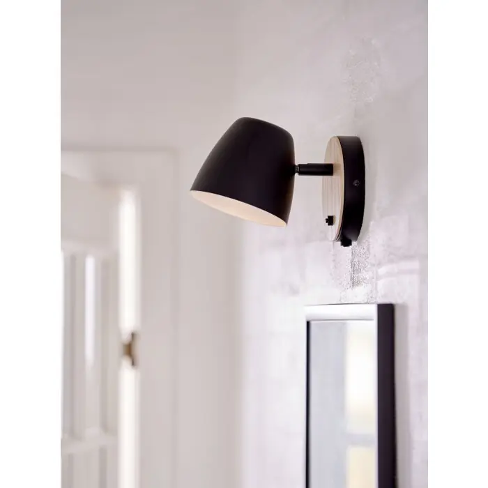 Hete Deal Nordlux THEO Muurlamp Hout licht, Zwart, 1-licht