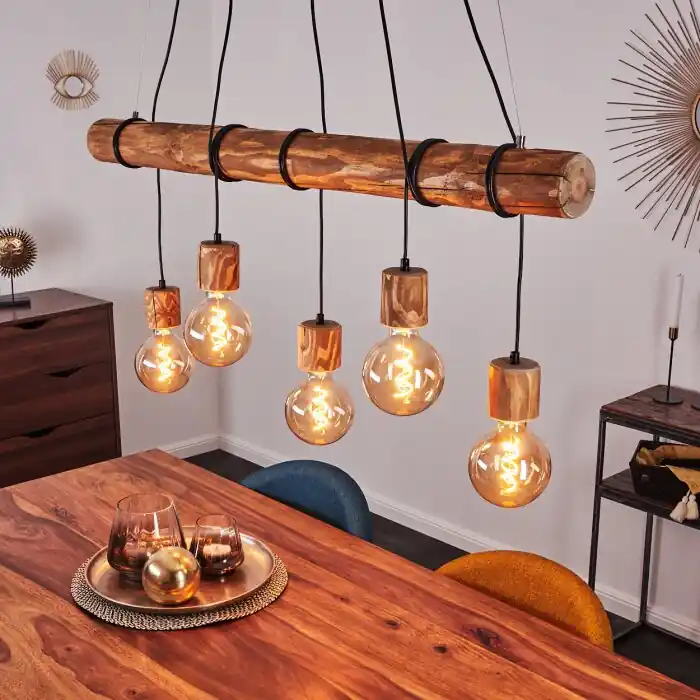 Canedo Hanglamp Bruin, Zwart, 5-lichts Op = Op