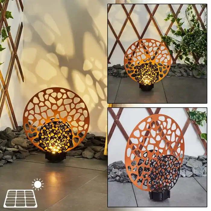 Koop Online Mesan Solarlamp LED Roest, Zwart, 2-lichts