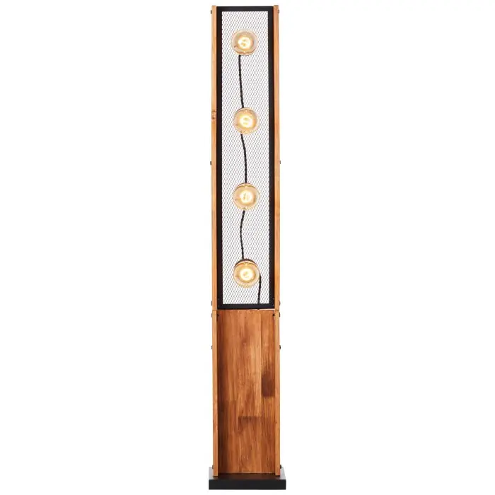 Exclusieve Aanbieding Brilliant Calandra Staande lamp Hout licht, Zwart, 4-lichts