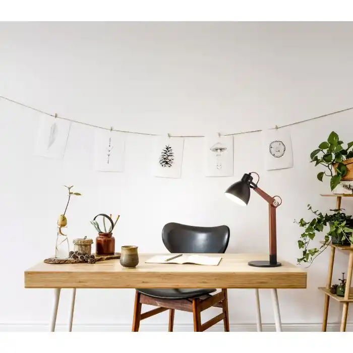 Fabas Luce Sveva Tafellamp Hout donker, Zwart, 1-licht Snelle Levering