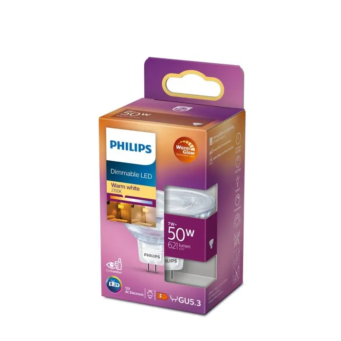 Philips LED GU5,3 7 Watt 2700-2200 Kelvin 621 Lumen Aanbieding