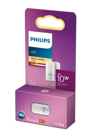 Beperkt Aanbod Philips 2x LED G4 1 Watt 2700 Kelvin 115 Lumen