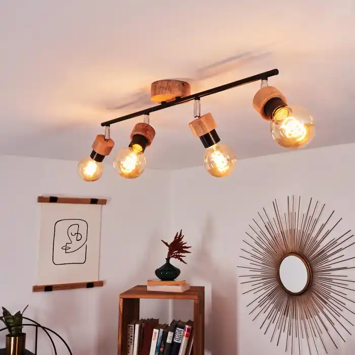 Harran Plafondlamp Chroom, Natuurlijke kleuren, Zwart, 4-lichts Beperkt Aanbod