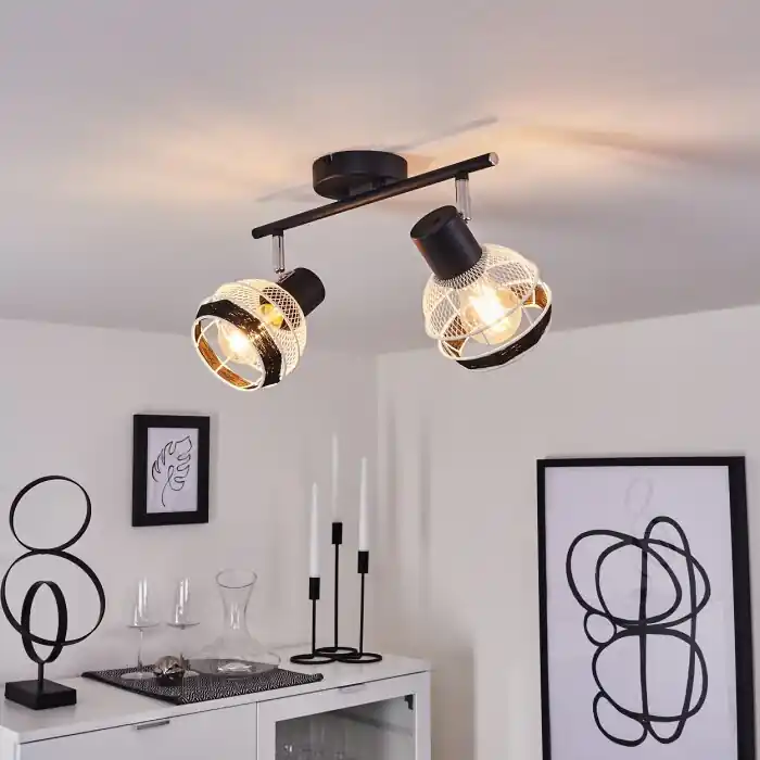 Hoge Kwaliteit Revsbotn Plafondlamp Chroom, Zwart, 2-lichts
