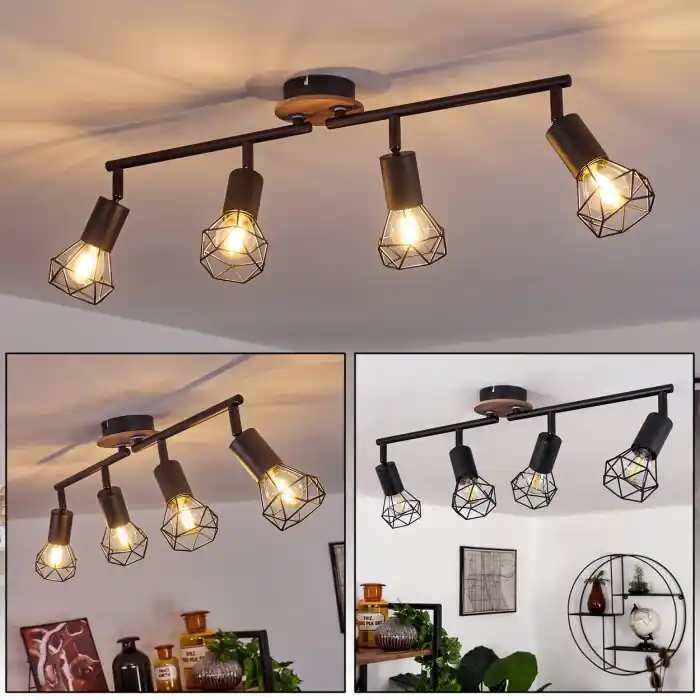 Baripada Plafondlamp Bruin, Zwart, 4-lichts Bestel Nu