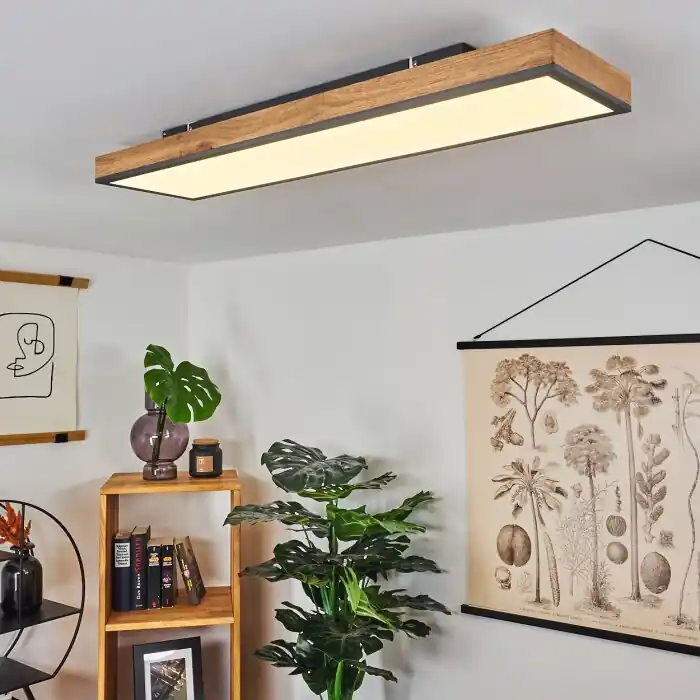 Direct Verzonden Salmi Plafondpaneel LED houtlook, Zwart, Wit, 1-licht