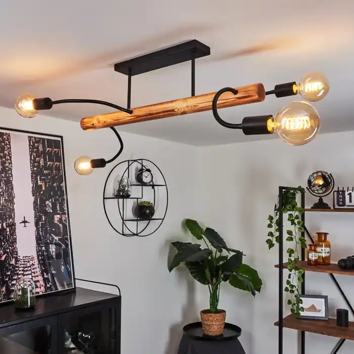 Finnfjord Plafondlamp Natuurlijke kleuren, Zwart, 4-lichts Hete Deal