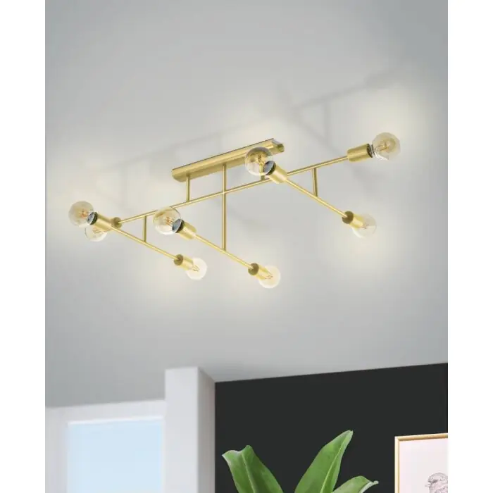 Eglo-Leuchten BELSIANA Plafondlamp Messing, 8-lichts Lage Kosten