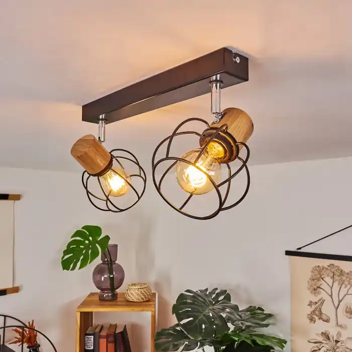 Orkanger Plafondlamp Chroom, Natuurlijke kleuren, Zwart, 2-lichts Betaalbaar