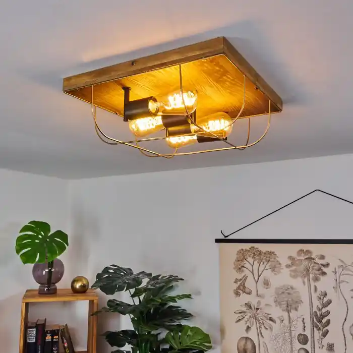 Hodne Plafondlamp Natuurlijke kleuren, Zwart, 4-lichts Betaalbaar