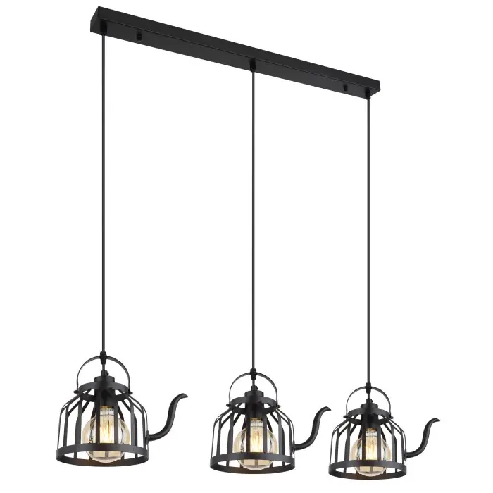 Express Levering Globo SUSANNA Hanglamp Zwart, 3-lichts
