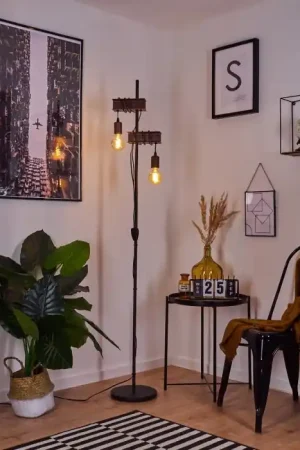 Aanbieding Barbengo Staande lamp Roest, Zwart, 2-lichts