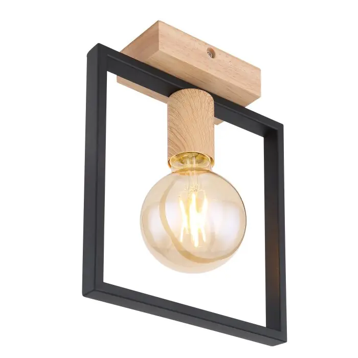 Nieuw Globo DANIEL Plafondlamp Hout licht, Zwart, 1-licht