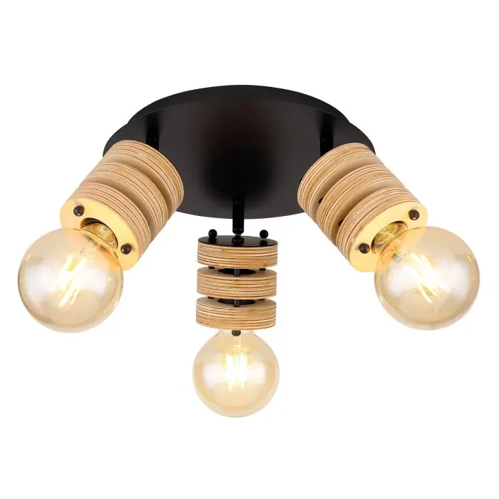 Tijdelijk Beschikbaar Globo ANGELINE Plafondlamp Zwart, 3-lichts