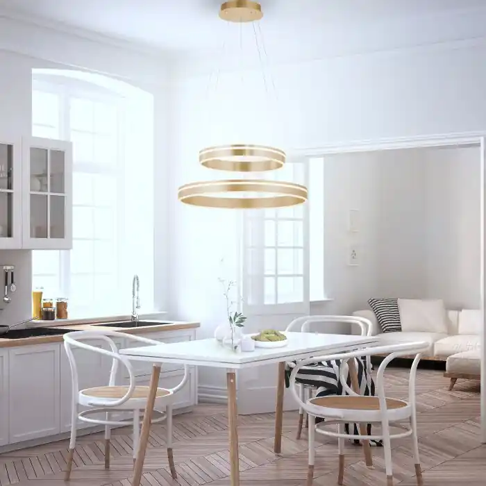 Paul-Neuhaus Q-VITO Hanglamp LED Messing, 2-lichts, Afstandsbediening Exclusieve Aanbieding