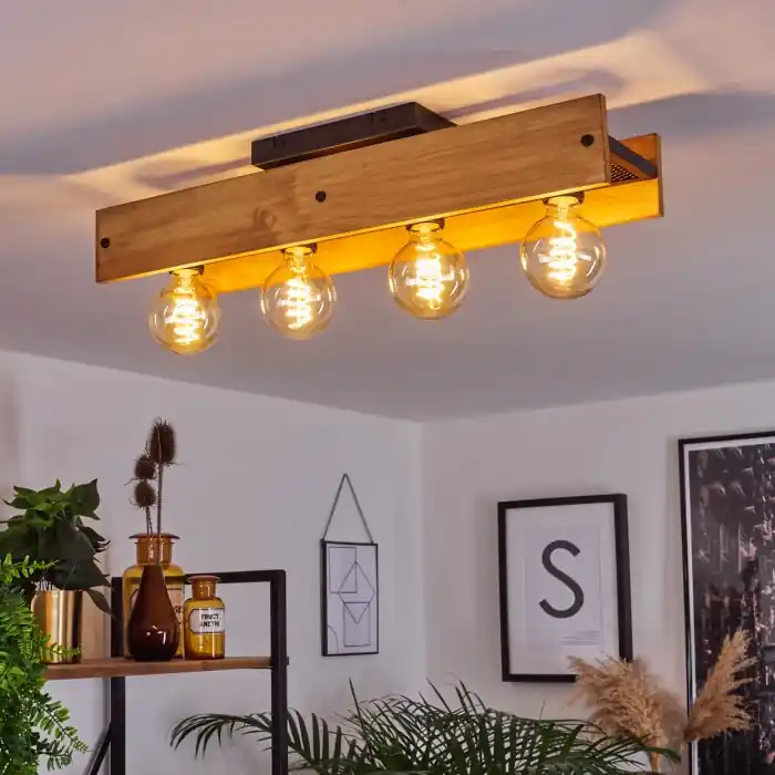 Maahui Plafondlamp Natuurlijke kleuren, Zwart, 4-lichts Fabrieksprijs