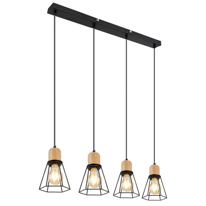 Globo HELENE Hanglamp Zwart, 4-lichts Nieuw