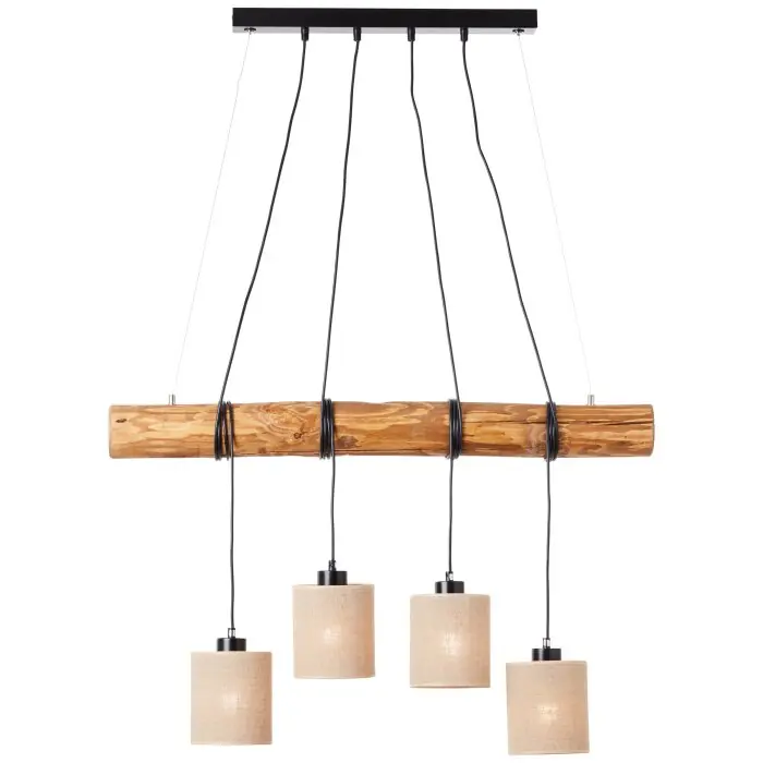 Brilliant-Leuchten Vander Hanglamp Natuurlijke kleuren, Zwart, 4-lichts Gratis Retour
