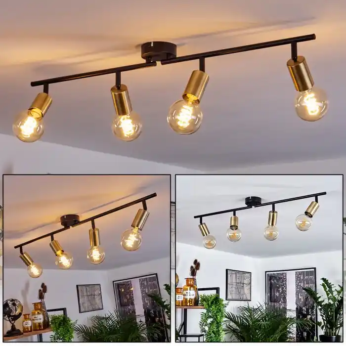 Maidfordo Plafondlamp Messing, Zwart, 4-lichts Bestel Nu