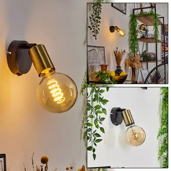 Maidford Muurlamp Messing, Zwart, 1-licht Flitsaanbieding