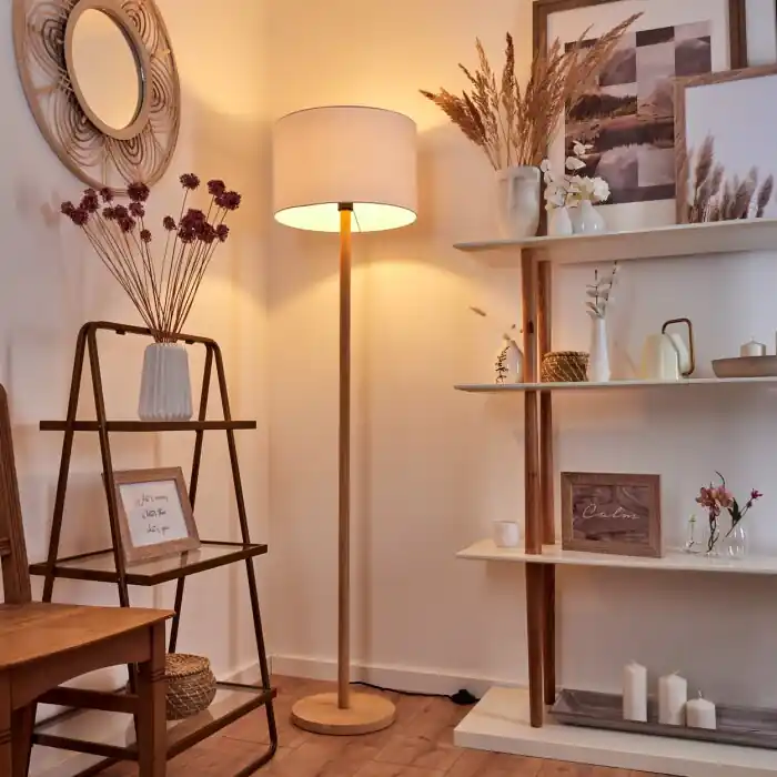 Finale Uitverkoop Akrema Staande lamp Natuurlijke kleuren, Zwart, 1-licht