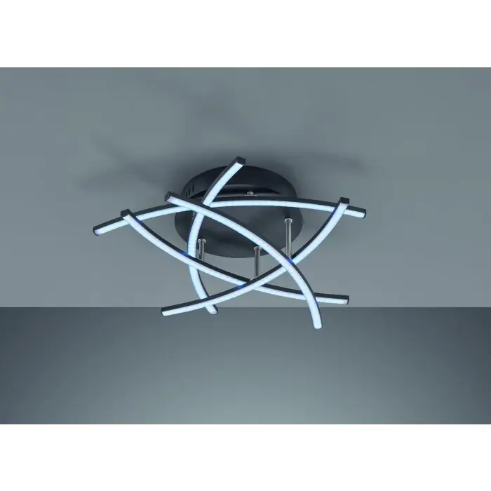 Gecertificeerd Fischer-Honsel Cross TW Plafondlamp LED Zwart, 5-lichts, Afstandsbediening