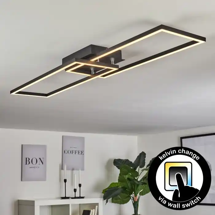 Hyacinthe Plafondlamp LED Chroom, Zwart, 1-licht Korting