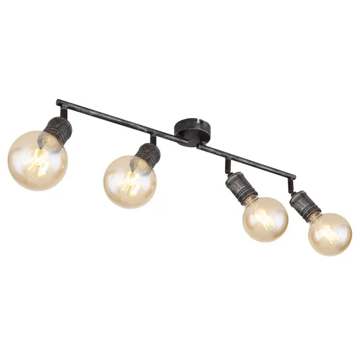 Premium Globo OTTILIE Plafondlamp Donkerbruin, Nikkel mat, 4-lichts