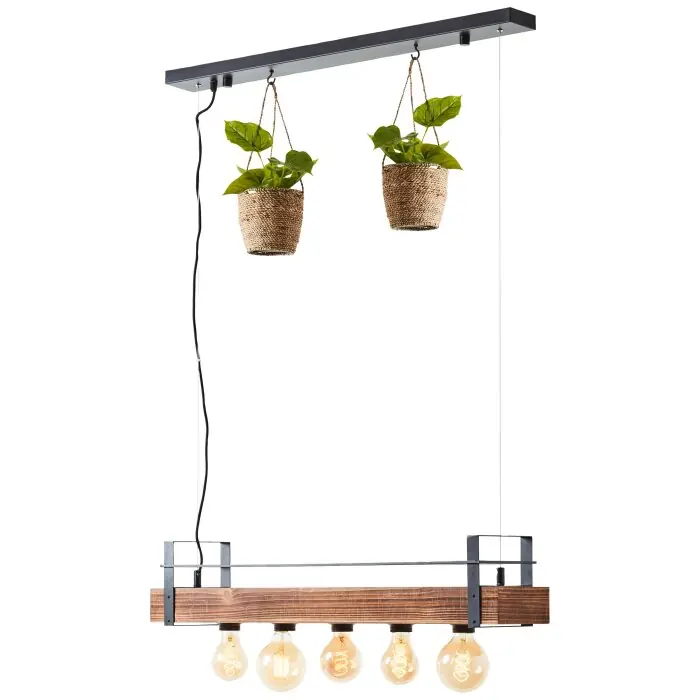 Betaalbaar Brilliant-Leuchten Bankwood Hanglamp Zwart, 5-lichts