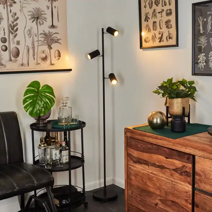 Beperkt Aanbod Javel Staande lamp Chroom, Zwart, 3-lichts